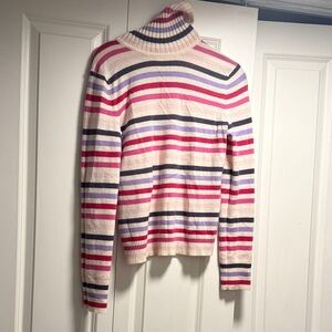 Express Striped Turtleneck Sweater - Pink, Purple, and Cream